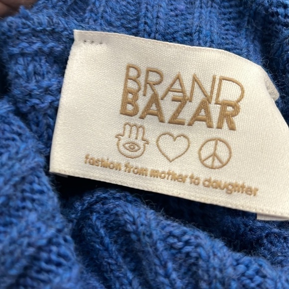 Brand Bazar Blue Turtle Neck Sweater Wool Alpaca Blend 3/4 Sleeve Size ONE SIZE - Picture 10 of 10